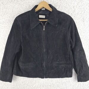 Relativity Leather‎ Black Suede Jacket Women's Petite Large PL Minimalist